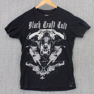 Black Craft II Shirt Mens Medium M Black Short Sleeve Taurus Graphic Art Cotton